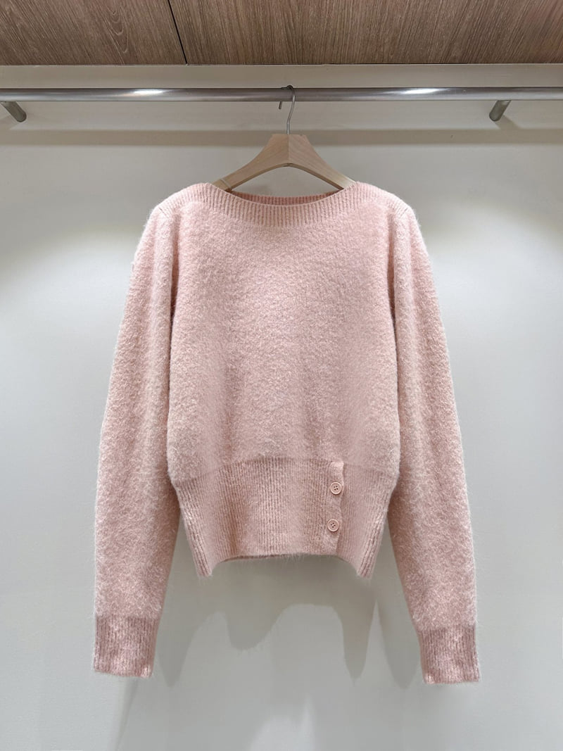 J dew - Korean Women Fashion - #momslook - Angora Boat Neck Strap Knit - 5