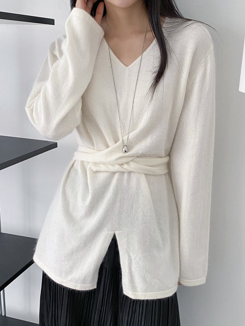 J dew - Korean Women Fashion - #vintageinspired - Raccoon Angora Cross Slit Long Knit - 8