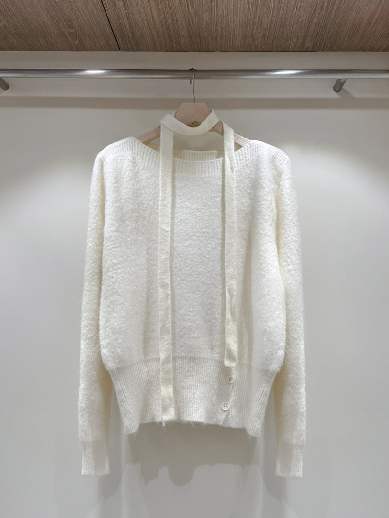 J dew - Korean Women Fashion - #womensfashion - Angora Boat Neck Strap Knit - 2
