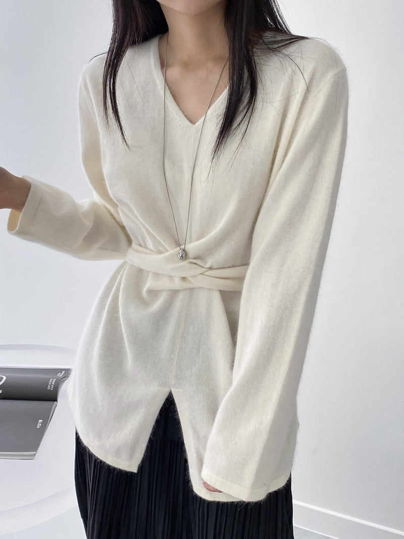 J dew - Korean Women Fashion - #womensfashion - Raccoon Angora Cross Slit Long Knit