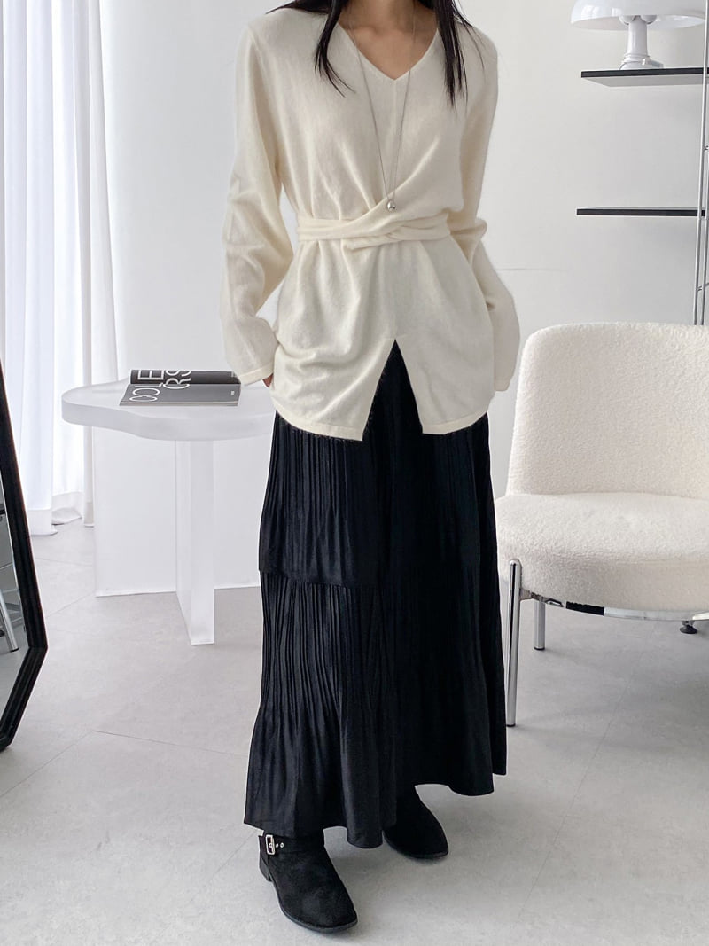 J dew - Korean Women Fashion - #womensfashion - Raccoon Angora Cross Slit Long Knit - 7