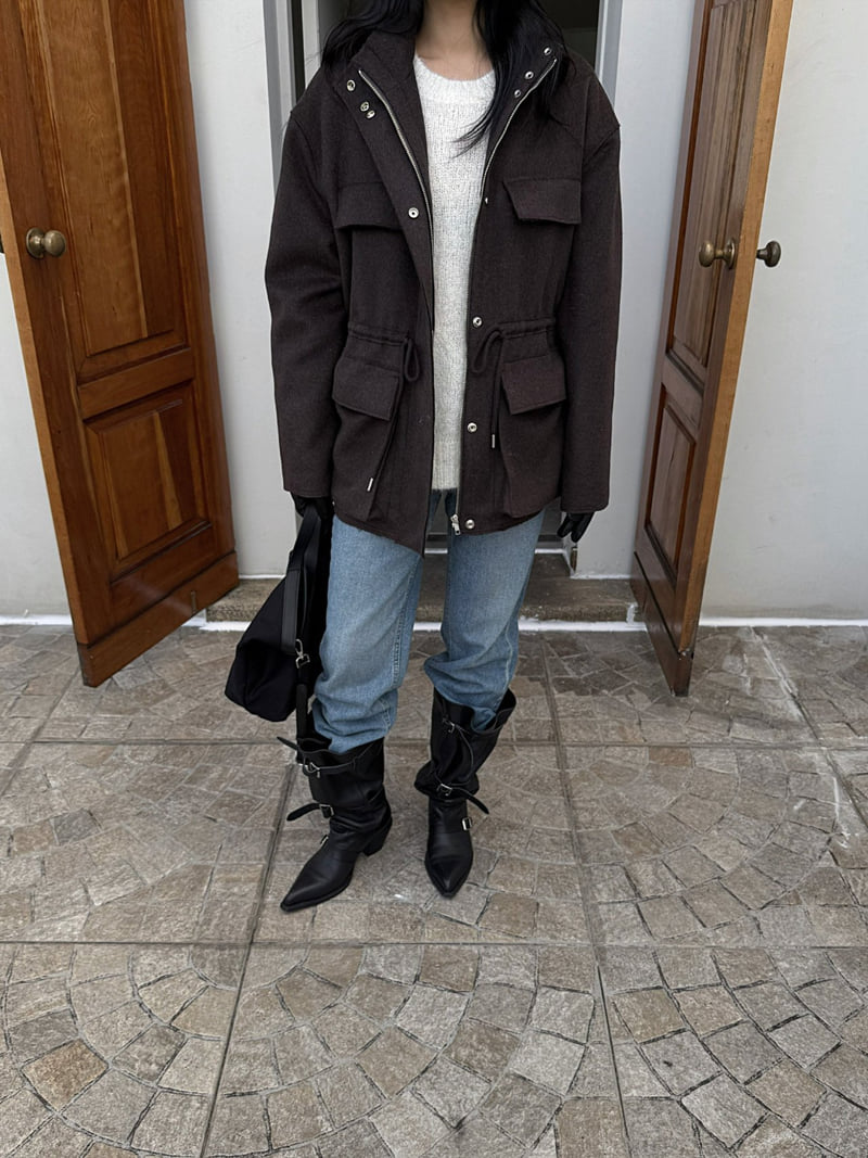 Jade Market - Korean Women Fashion - #momslook - Cutting Wool Field Jacket