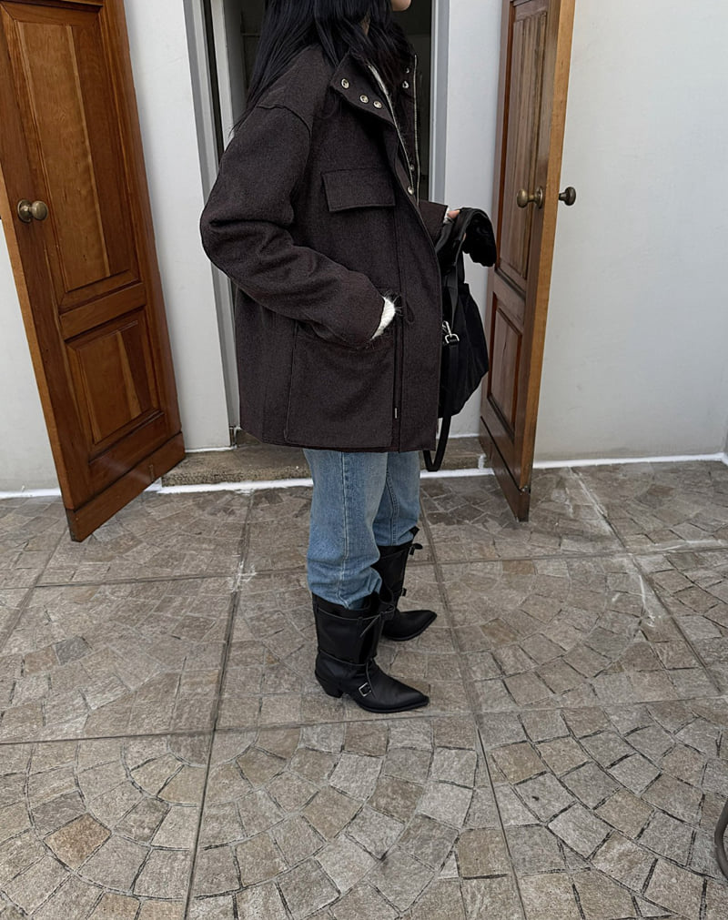 Jade Market - Korean Women Fashion - #momslook - Cutting Wool Field Jacket - 3