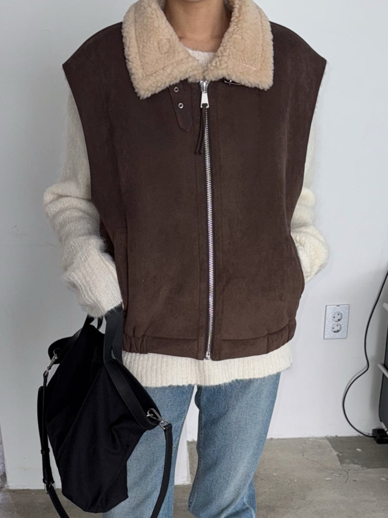 Jade Market - Korean Women Fashion - #momslook - Belted Shearling Vest - 6