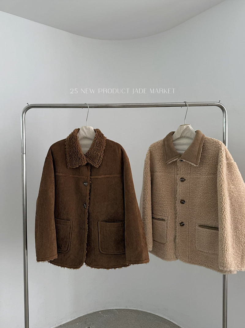 Jade Market - Korean Women Fashion - #womensfashion - Collar Reversible Shearling Coat
