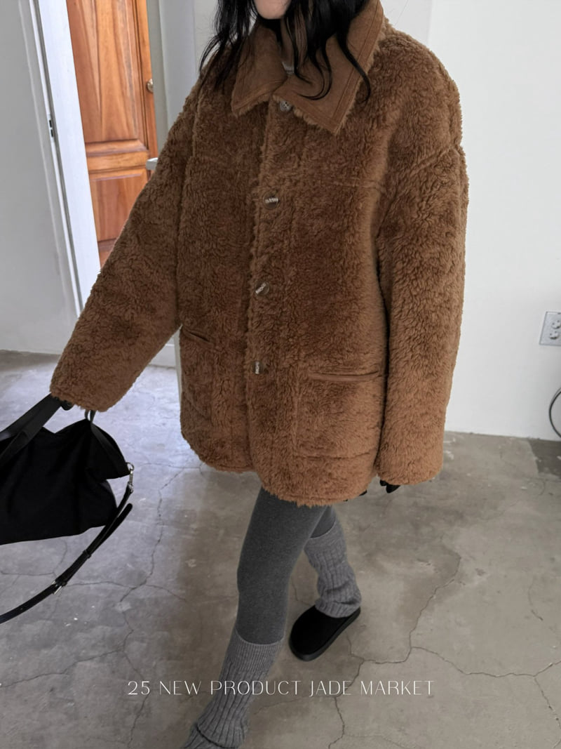 Jade Market - Korean Women Fashion - #womensfashion - Collar Reversible Shearling Coat - 5