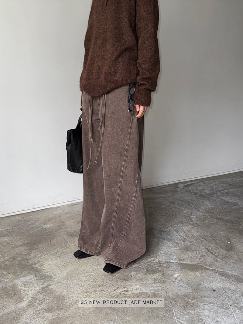 Jade Market - Korean Women Fashion - #womensfashion - Peach Brushed Hearts Panel Pants