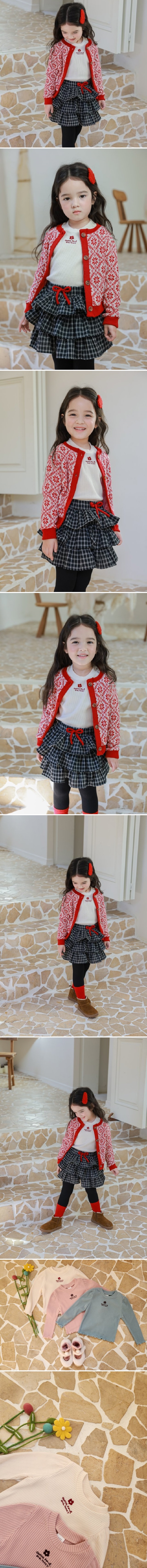 Jazz - Korean Children Fashion - #fashionkids - Brushed Flower Ribbed Blouse - 2