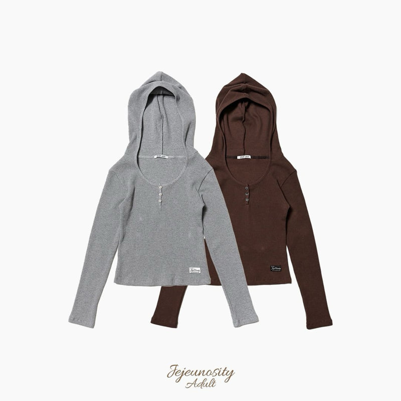 Jejeunosity - Korean Women Fashion - #womensfashion - Adult Waffle Hoodie - 4