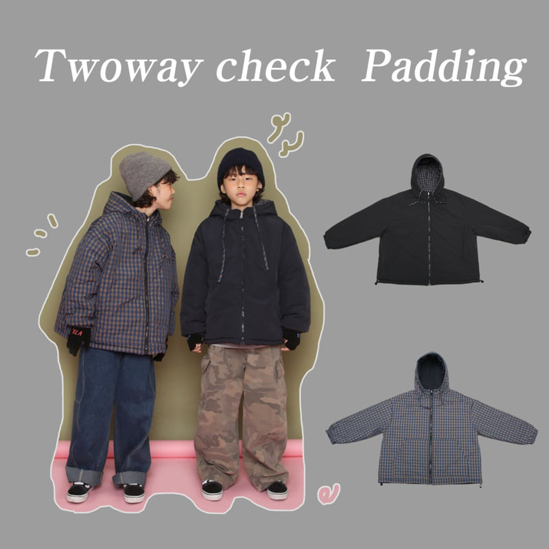 Jenny Basic - Korean Children Fashion - #childrensboutique - Two Way Check Padded Jacket