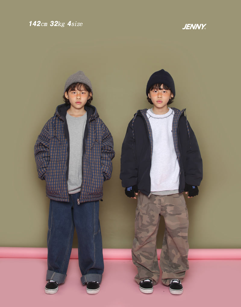 Jenny Basic - Korean Children Fashion - #designkidswear - Two Way Check Padded Jacket - 2