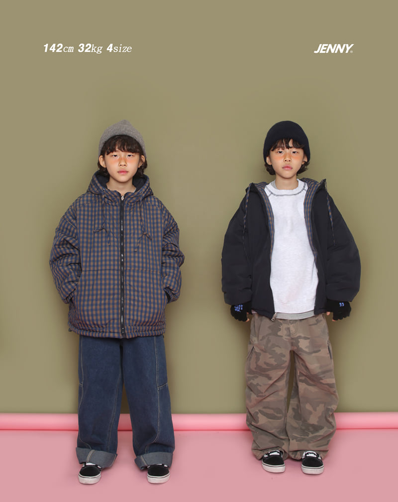 Jenny Basic - Korean Children Fashion - #discoveringself - Two Way Check Padded Jacket - 3