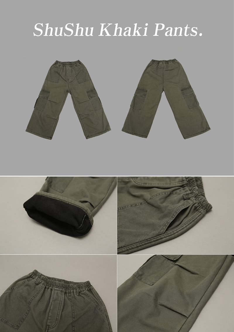 Jenny Basic - Korean Children Fashion - #discoveringself - Chaussette Khaki Fleece Pants - 11