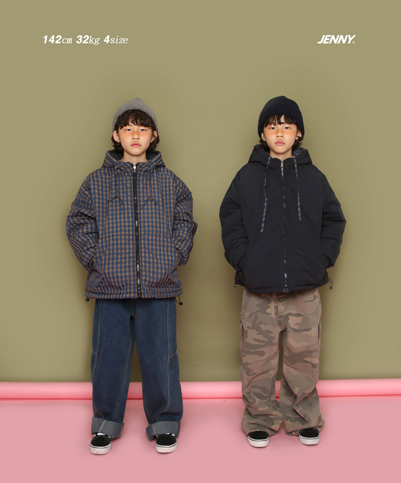 Jenny Basic - Korean Children Fashion - #discoveringself - Two Way Check Padded Jacket - 4