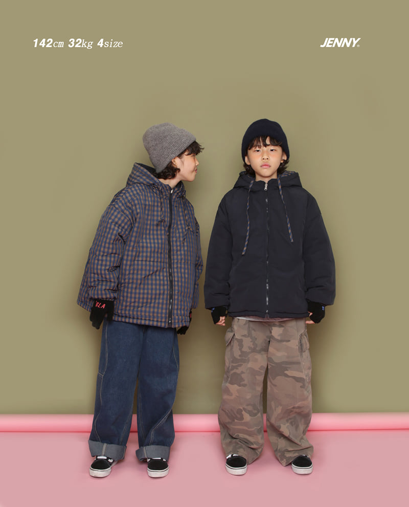 Jenny Basic - Korean Children Fashion - #kidsstore - Two Way Check Padded Jacket - 6