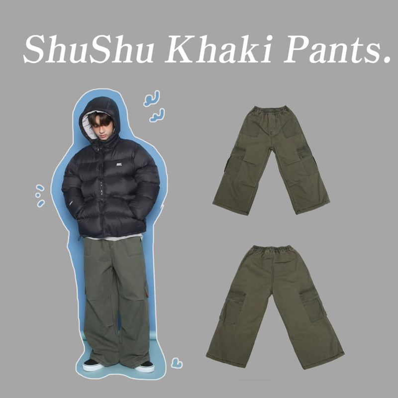 Jenny Basic - Korean Children Fashion - #littlefashionista - Chaussette Khaki Fleece Pants