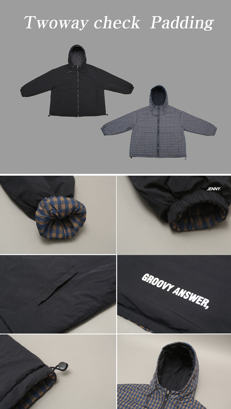Jenny Basic - Korean Children Fashion - #minifashionista - Two Way Check Padded Jacket - 11