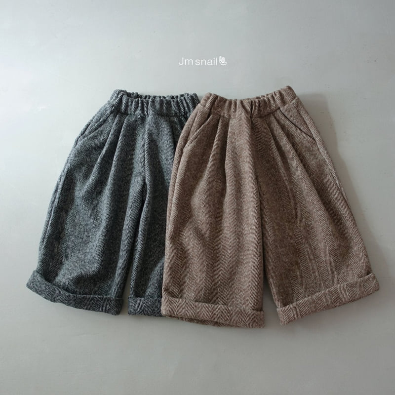 Jm Snail - Korean Children Fashion - #kidsshorts - Herringbone Cuffed Pants - 2