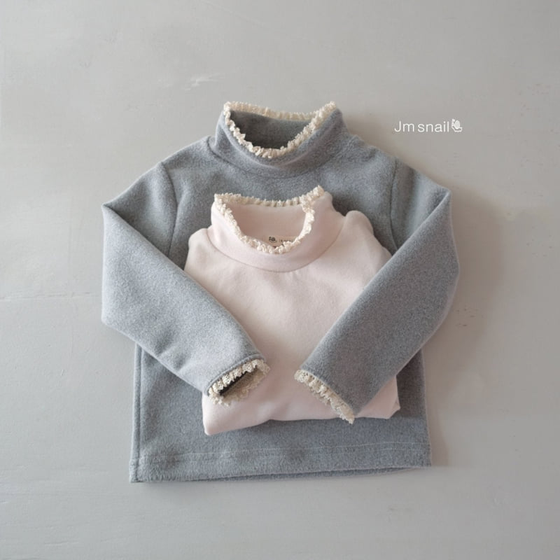 Jm Snail - Korean Children Fashion - #todddlerfashion - Double Brushed Lace Turtleneck Tee - 2