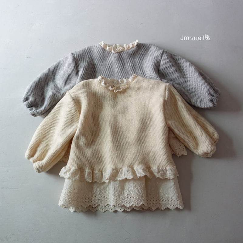 Jm Snail - Korean Children Fashion - #toddlerclothing - Edon Ribbed Double Lace Long Tee - 2
