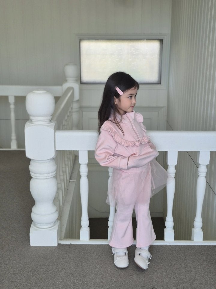 Joy ello - Korean Children Fashion - #littlefashionista - Mink Tulle Zip-Up Set
