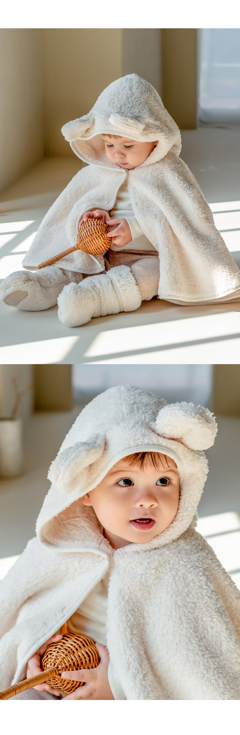 Kids Clara - Korean Baby Fashion - #babyfashion - Daini Fleece Baby Cape - 4