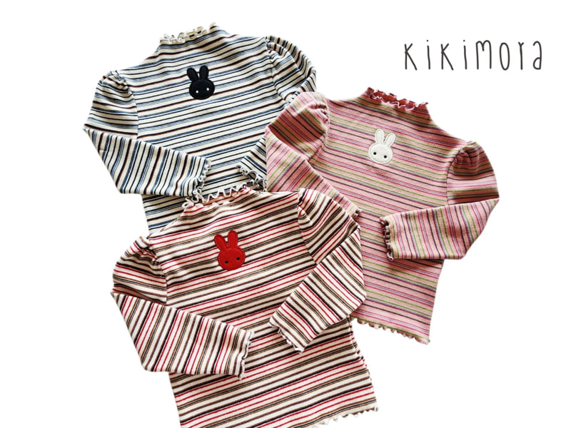 Kikimora - Korean Baby Fashion - #babyfashion - Rainbow Stripe Rabbit Tee - 12