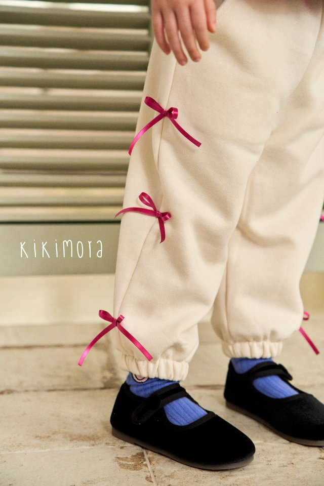 Kikimora - Korean Baby Fashion - #babygirlfashion - Cotton Ribbon Jogger Pants - 5