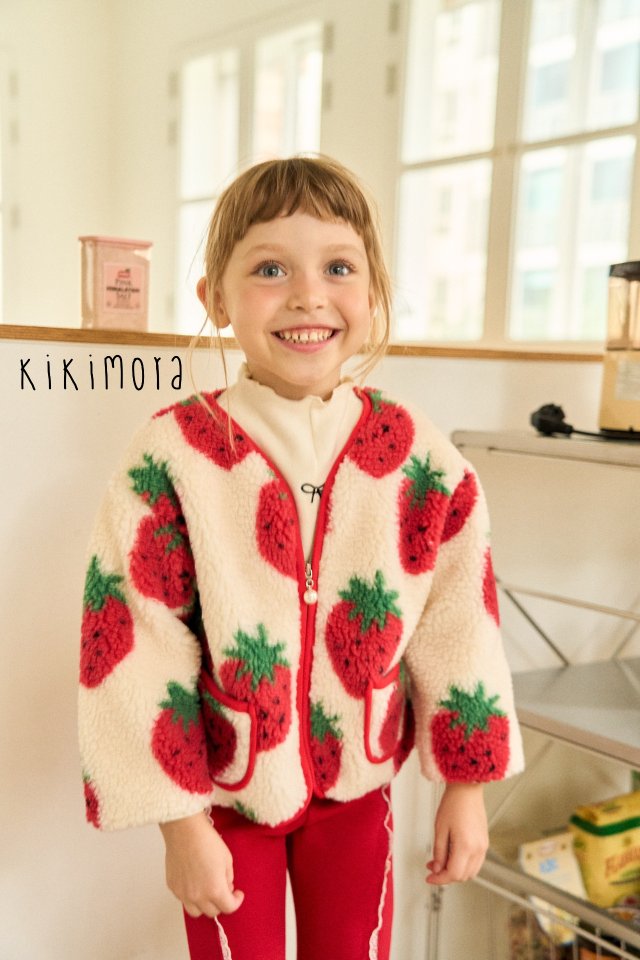 Kikimora - Korean Baby Fashion - #babyootd - Strawberry Fleece Jumper