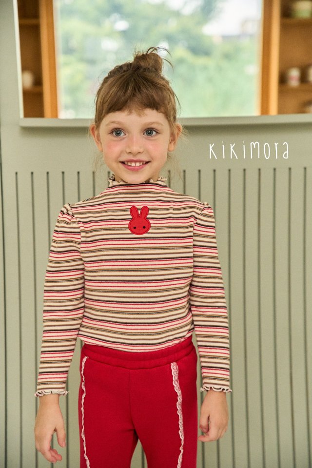 Kikimora - Korean Baby Fashion - #onlinebabyboutique - Rainbow Stripe Rabbit Tee - 6