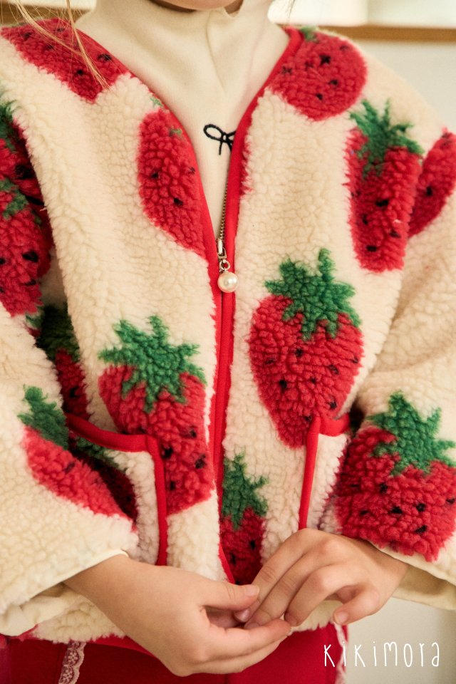 Kikimora - Korean Baby Fashion - #onlinebabyshop - Strawberry Fleece Jumper - 6