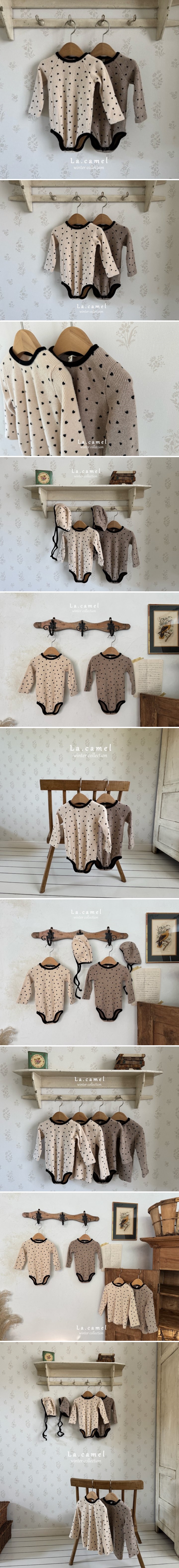 La Camel - Korean Baby Fashion - #babygirlfashion - Heart Fleece Suit - 2