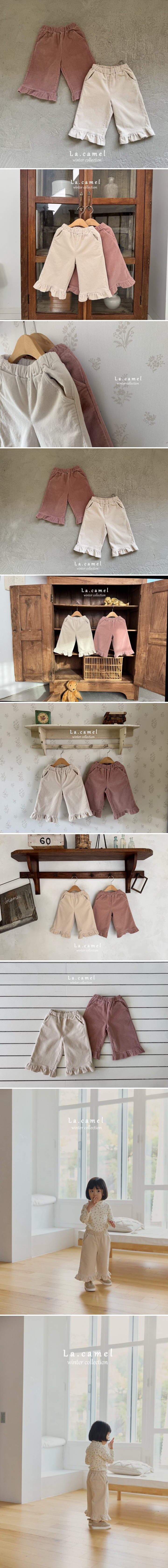 La Camel - Korean Baby Fashion - #babywear - Frill Fleece Corduroy Pants - 2