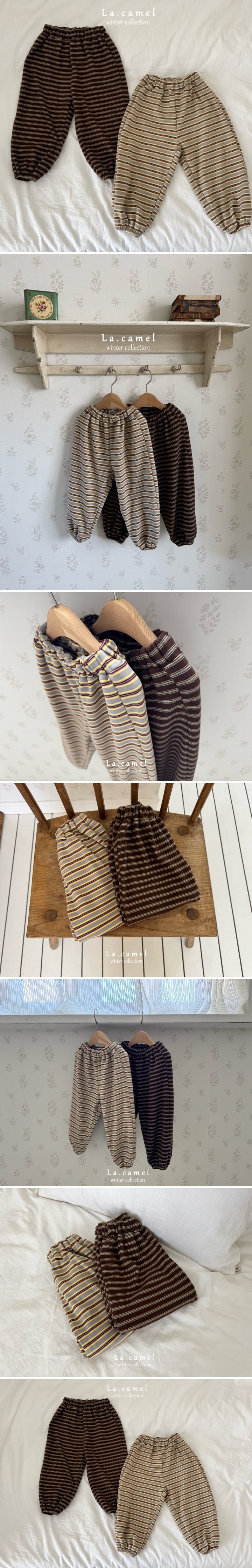 La Camel - Korean Baby Fashion - #onlinebabyshop - Stripe Fleece Pants - 2