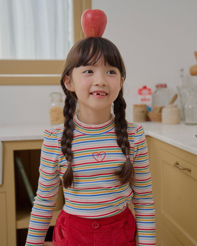 Lago - Korean Children Fashion - #Kfashion4kids - Heart Half Turtleneck Tee - 12