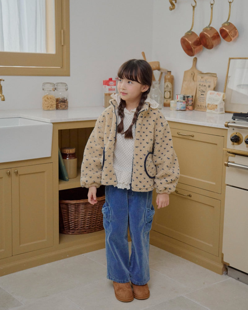 Lago - Korean Children Fashion - #Kfashion4kids - Velvet Ribbon Denim Pants - 9