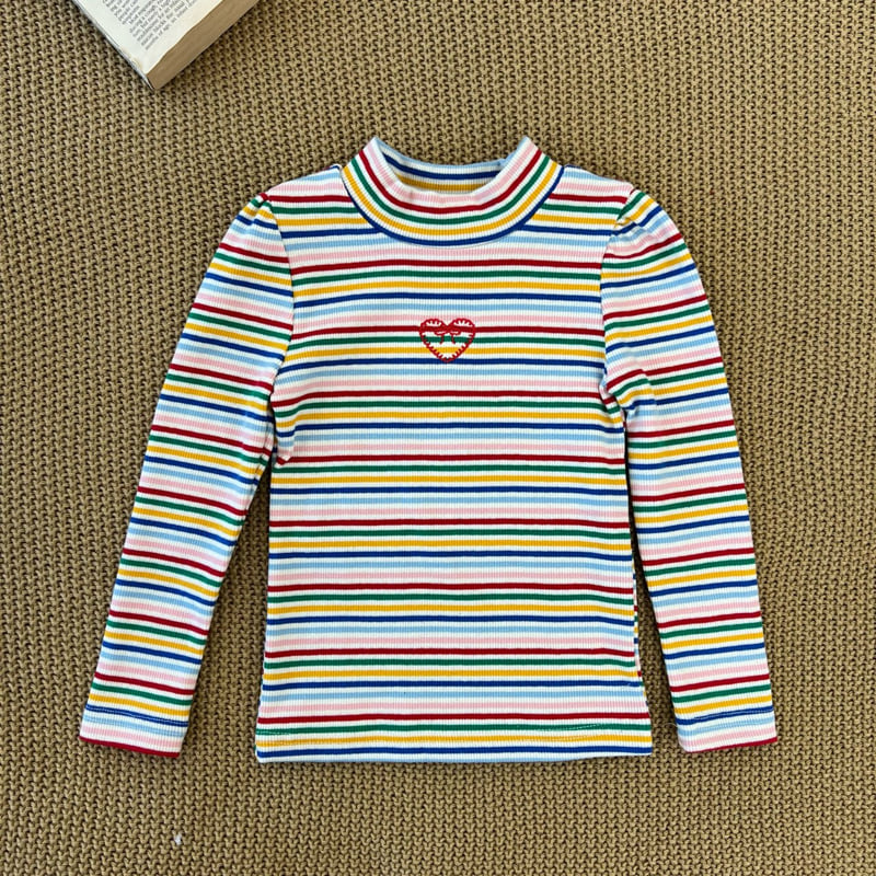 Lago - Korean Children Fashion - #childrensboutique - Heart Half Turtleneck Tee - 5