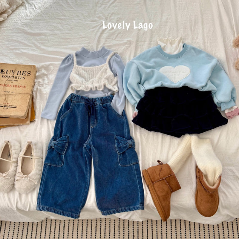 Lago - Korean Children Fashion - #designkidswear - Velvet Ribbon Denim Pants - 3