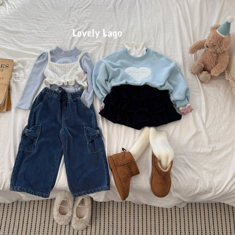 Lago - Korean Children Fashion - #designkidswear - Velvet Ribbon Denim Pants - 4