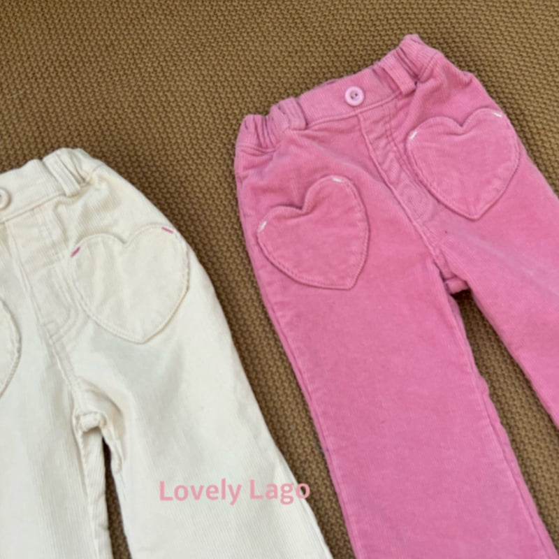 Lago - Korean Children Fashion - #discoveringself - Heart Corduroy Pants - 4