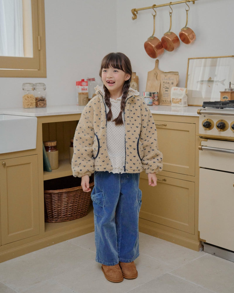 Lago - Korean Children Fashion - #kidsstore - Velvet Ribbon Denim Pants - 7