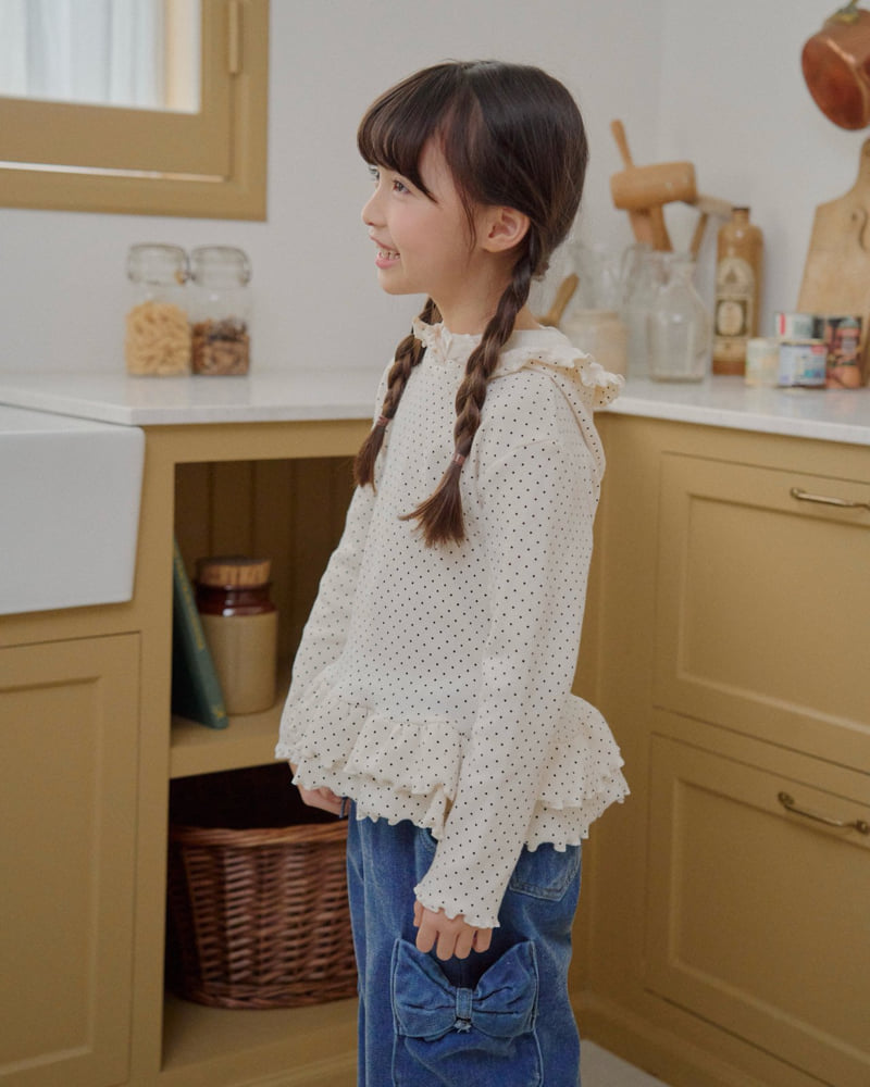 Lago - Korean Children Fashion - #littlefashionista - Velvet Ribbon Denim Pants - 10