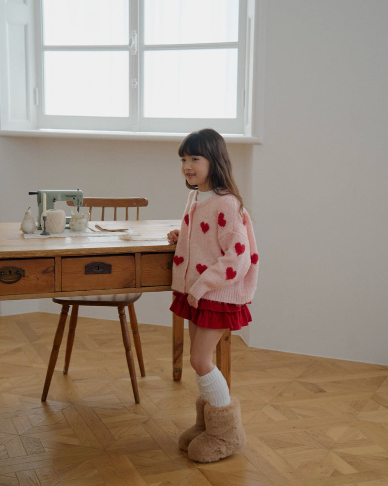 Lago - Korean Children Fashion - #toddlerclothing - Heart Fluffy Cardigan - 4