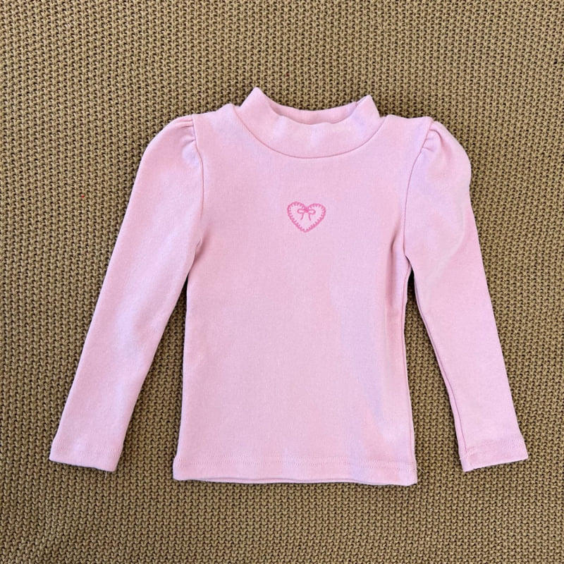 Lago - Korean Children Fashion - #stylishchildhood - Heart Half Turtleneck Tee - 3