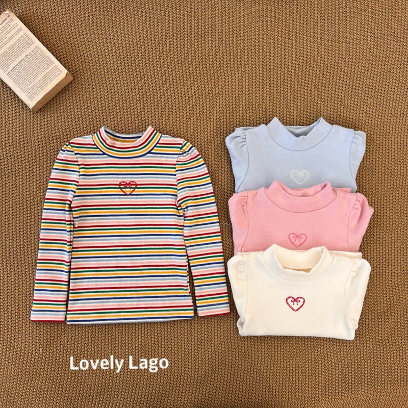 Lago - Korean Children Fashion - #todddlerfashion - Heart Half Turtleneck Tee