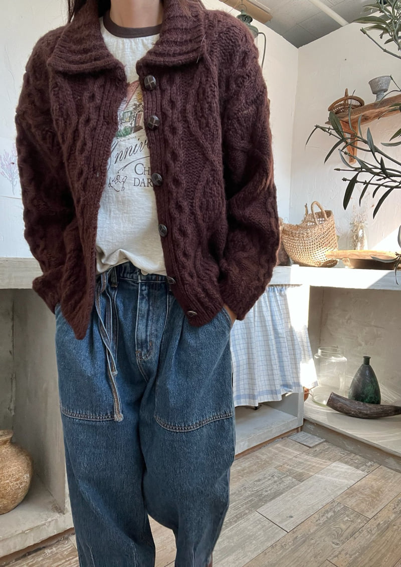 Lagrass - Korean Women Fashion - #momslook - A Cable Cardigan - 3