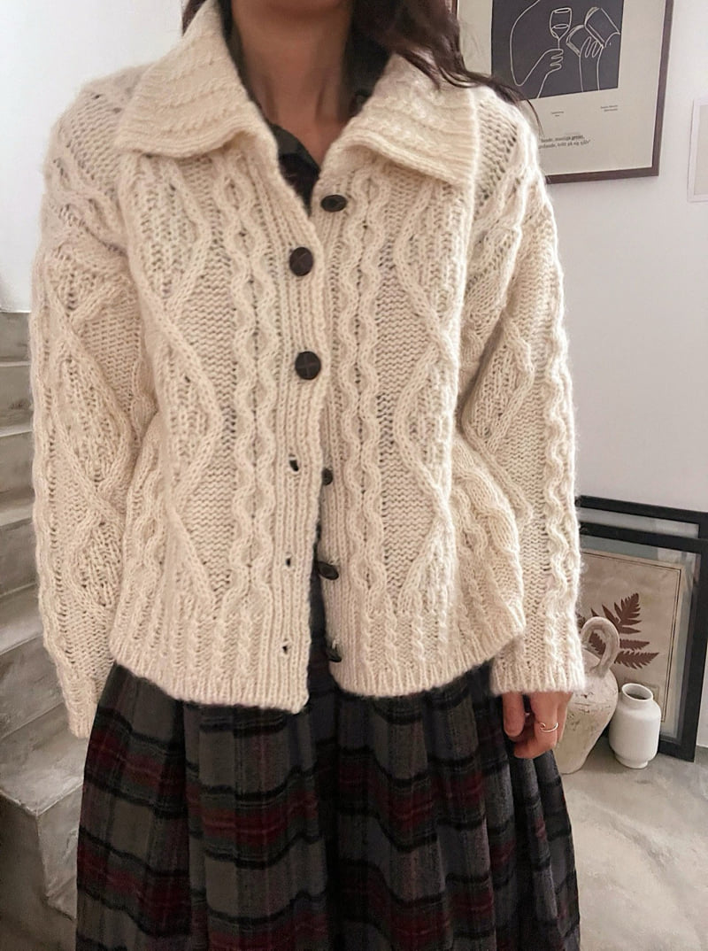 Lagrass - Korean Women Fashion - #momslook - A Cable Cardigan - 5