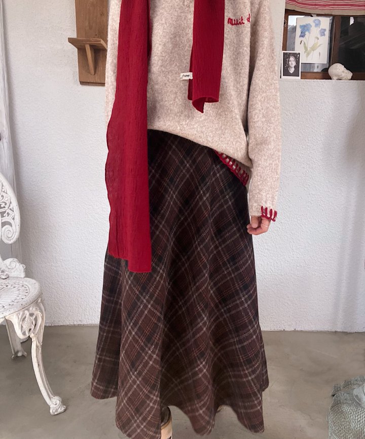 Lagrass - Korean Women Fashion - #momslook - Check Flare Skirt