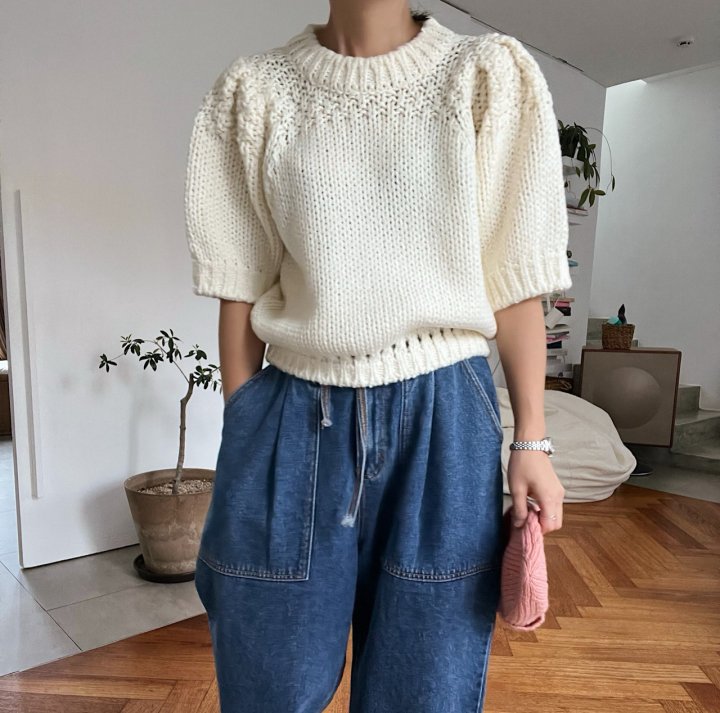 Lagrass - Korean Women Fashion - #pursuepretty - Puff Round Knit