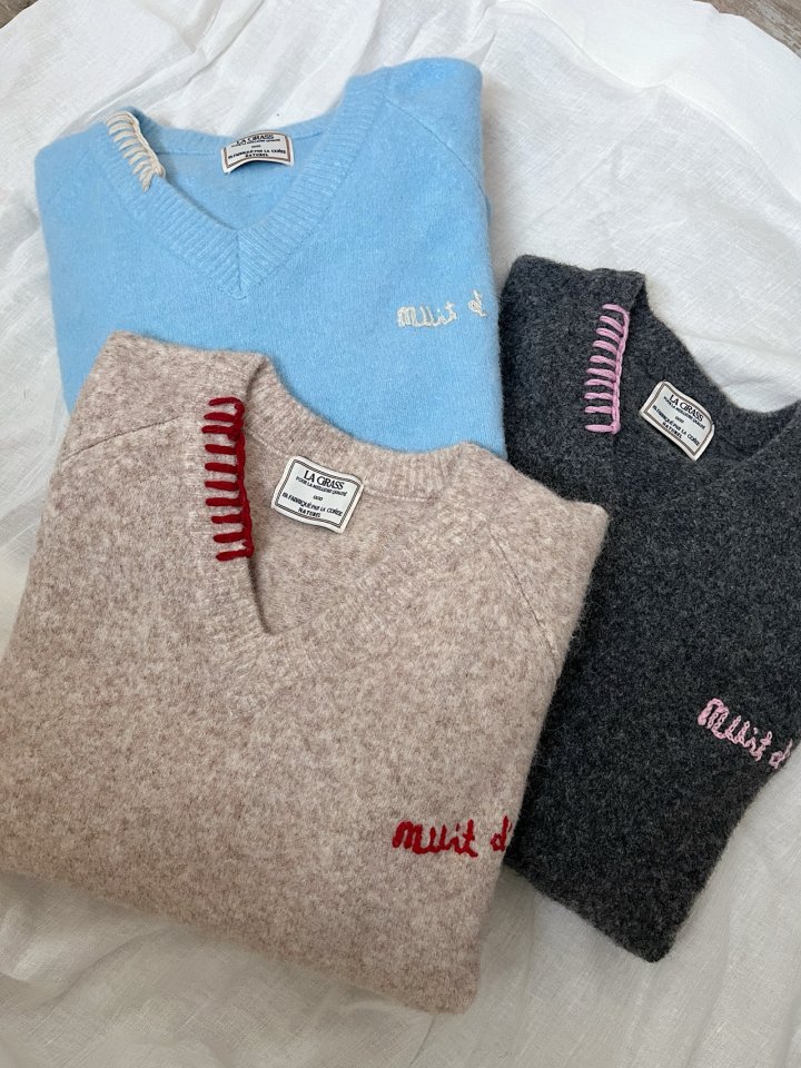 Lagrass - Korean Women Fashion - #thelittlethings - Pie V Neck Knit